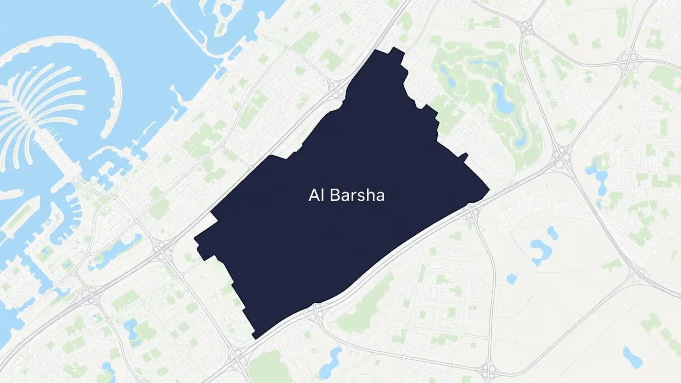 Map of Al Barsha with the district shaded