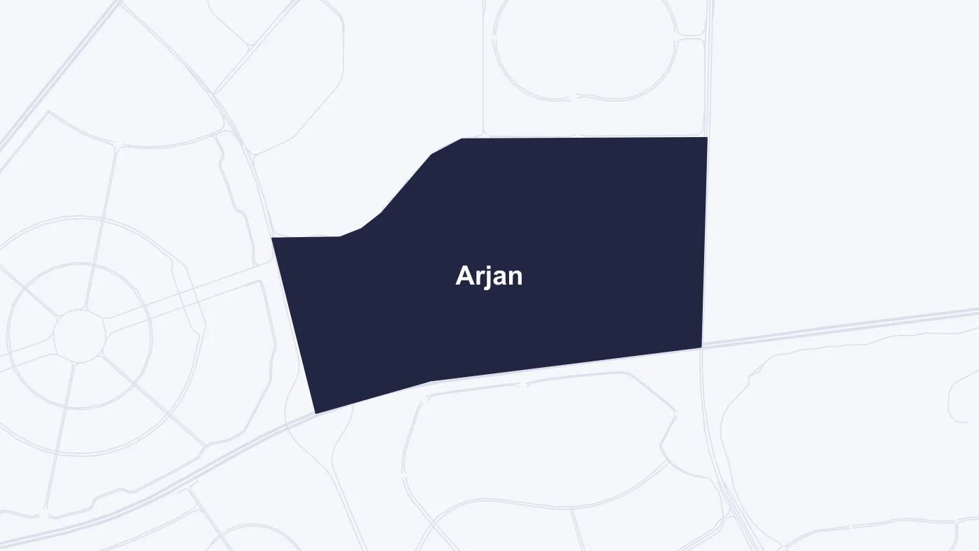 Map of Arjan with the district shaded