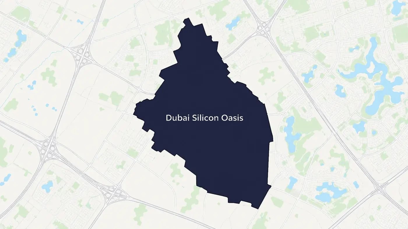 Map of Dubai Silicon Oasis with the district shaded