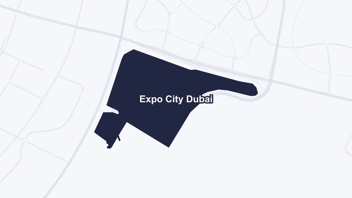 Map of Expo City Dubai with the district shaded