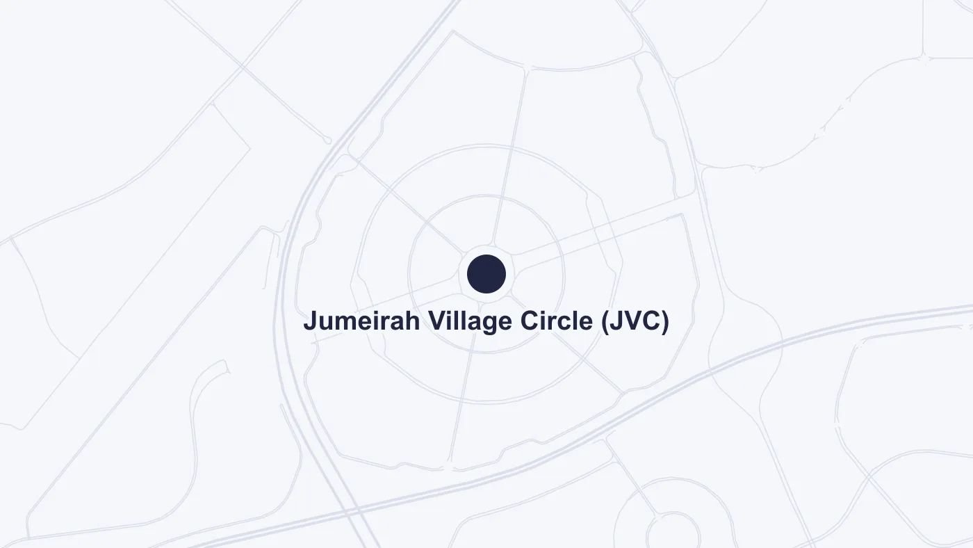 Map of Dubai with Jumeirah Village Circle (JVC) marked