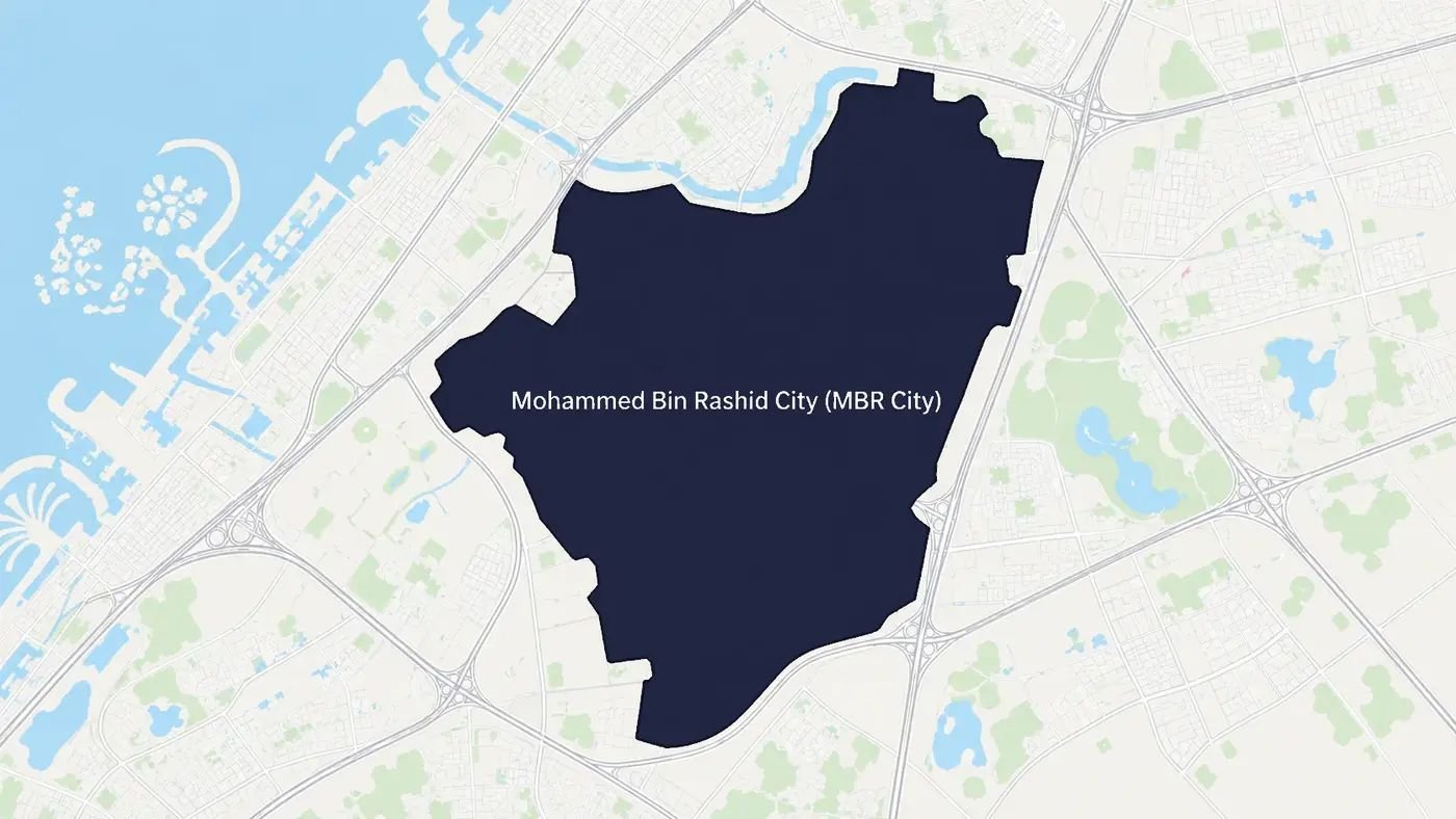 Map of Mohammed Bin Rashid City (MBR City) with the district shaded